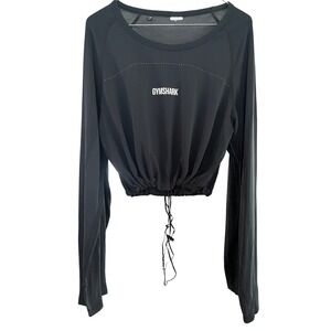 Gymshark Black Long Sleeve Drawstring Crop Top